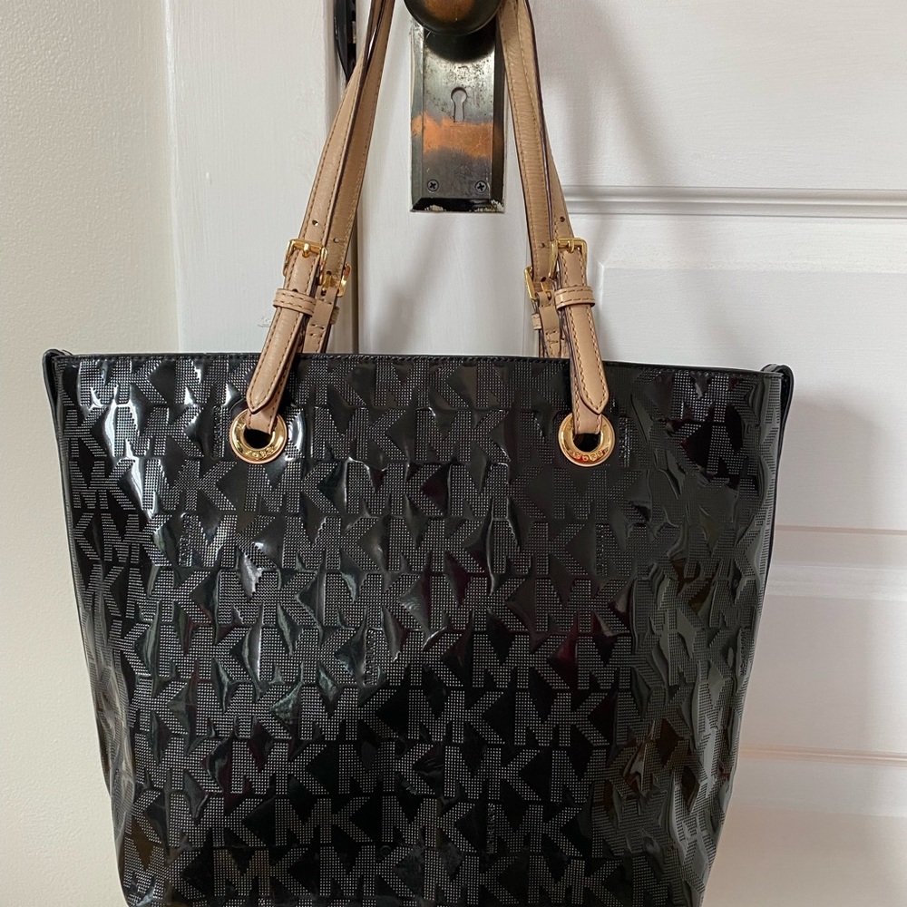 Michael Kors Black Patent Leather Tote.  11X17 Leather Handles. Gently used.